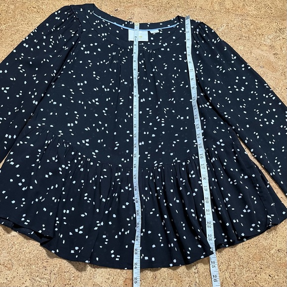 Maeve By Anthropologie Cheyenne Long Sleeve Peplum Top In Black & White Sz XS - Picture 9 of 11